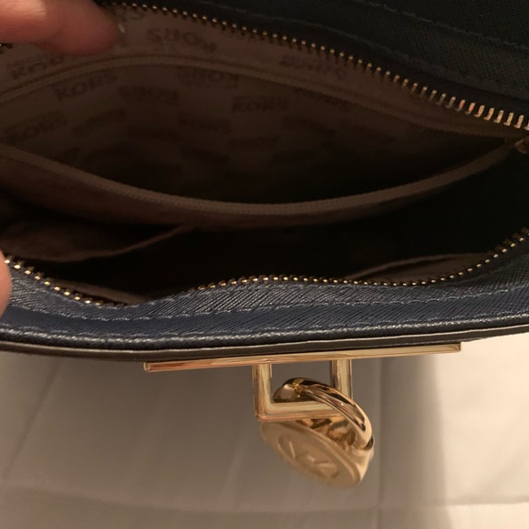 MICHAEL KORS INDIGO BLUE SAFFIANO LEATHER SHOULDER BAG - Picture 8 of 14